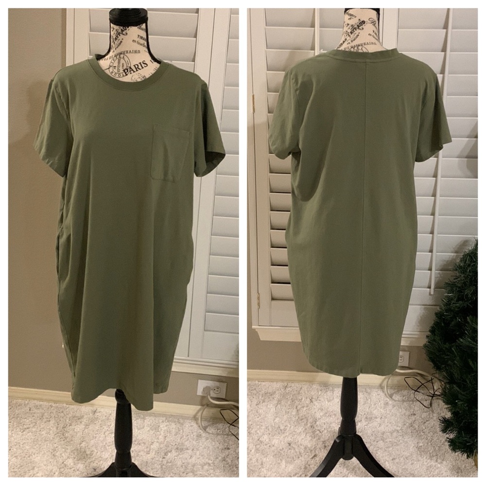Banana Republic Green T-shirt dress size large w/ pockets - Picture 5 of 17